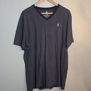 Psyco Bunny Men's Navy Striped V-Neck Pima Cotton T- Shirt NWOT